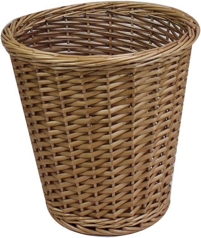 JVL Round Split Willow Waste Paper Basket, 28 x 28 x 28cm Approx