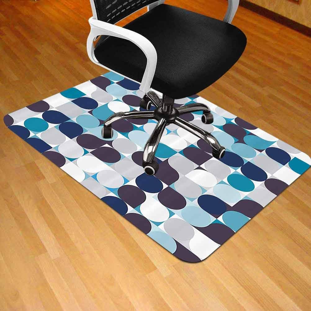 Computer Chair mat, Retro Inner Circles Pattern with Squares Mosaic Style Old Fashion Print, 35" x 47" Office Chair Cushion mat for Hardwood Floors : Office Products