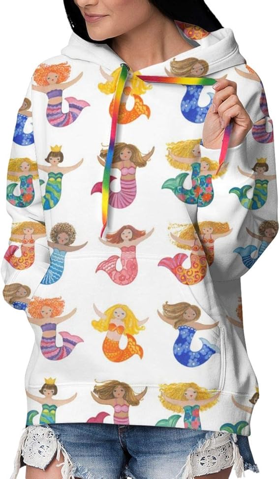 Amazon Co Jp パーカー ダンス人魚 スウェットシャツ レディース 長袖 フード付き シンプル おしゃれ カジュアル プルオーバー おおきいサイズ 厚手 裏起毛 冬服 レディース スウェット コットン フーディ 服 ファッション小物