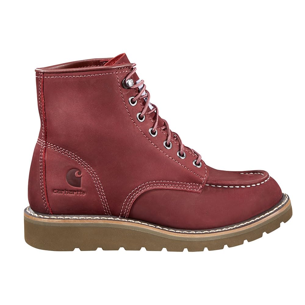 Carhartt Women’s 6″ Moc Toe Wedge Boot, Burgundy Nubuck – 9.5 M