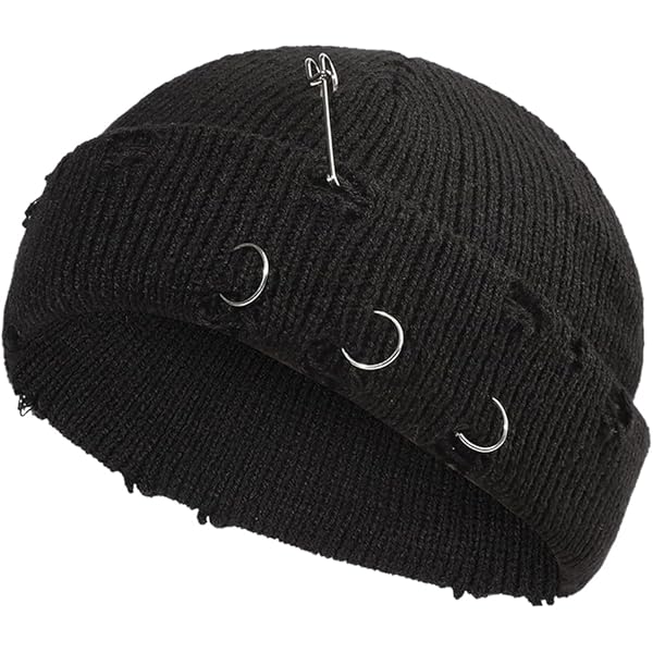 Winter Gothic Hat 2 Pieces Unisex Goth Beanie Rivet Rock Punk Hat