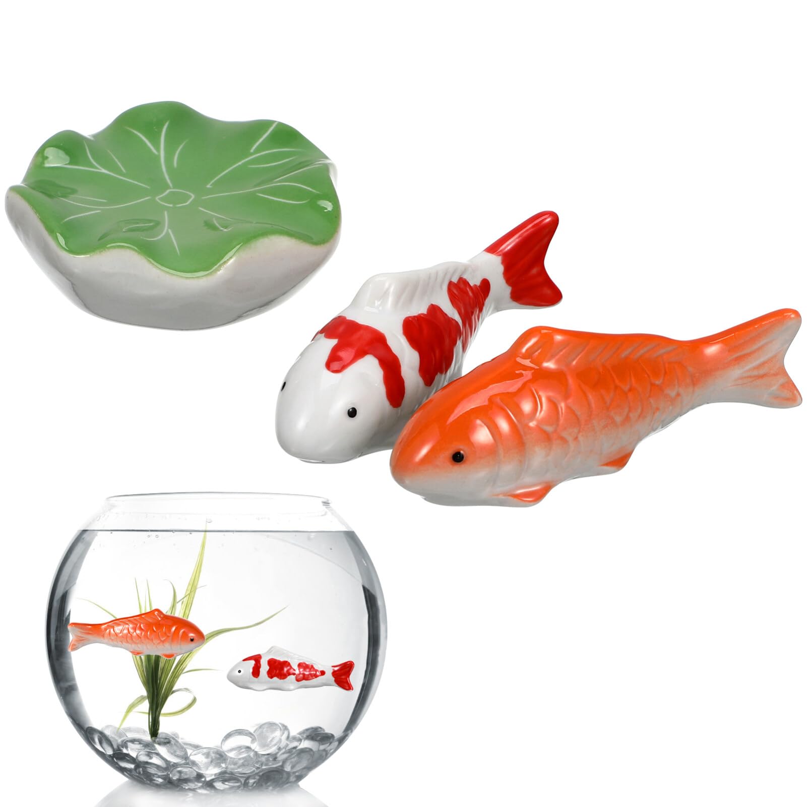 Toddmomy 3 pcs Floating Aquarium Decor Lifelike Fish Ornaments Lotus Leaf Fish Tank Pond Decoration