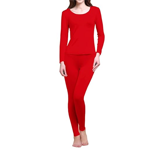 Paradise Silk Pure Silk Knit Women Thermal Long Johns Set Small Red