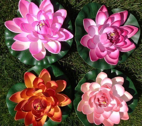 Seerose 22 cm groß künstliche Blumen sehr original wie echt Deko Teichrose