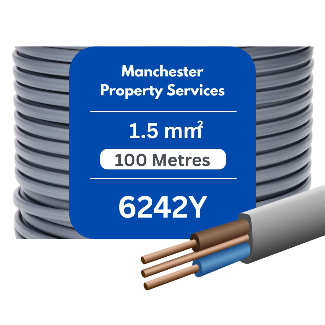 Twin and Earth Electric Cable 1.5mm / 2.5mm / 6mm 6242Y Flat Grey - Cut To Size (10 Metres, 6 mm Twin and Earth)