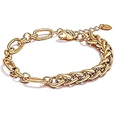 ceres paris 18K Gold Plated Chunky Chain Bracelet for Women – Elegant and Trendy Jewelry for Women, Adjustable Plated Gold Bracelet with Unique Interwoven Links for Everyday and Special Occasions.