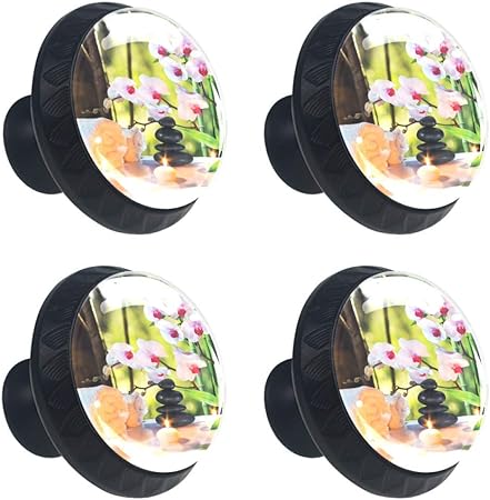 4 Pieces Drawer Knob Pull Handle Massage Spa Theme With Candles