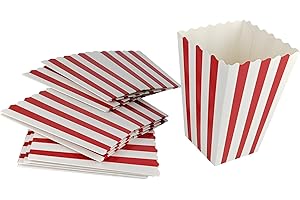 IHYjinchoo 10 Pcs Mini Red & White Striped Popcorn Boxes - Bulk Paper Popcorn Containers for Movie Nights, Carnival Parties, and Snack Favors (10)