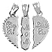 Textured Sterling Silver 3-Piece Mom and Daughters Breakable Heart Necklace Pendant