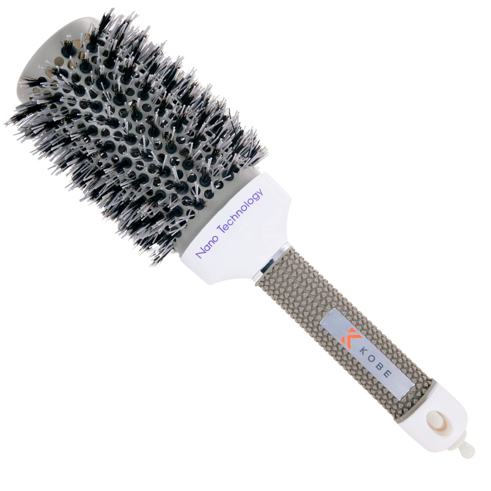 Kobe Professional Hairdresser's Ionic Dual-Bristle Radial Brush 53 mm - Styling Brush for Blow Drying, Curling - Heat-Retaining Ceramic Barrel - Boar & Nylon Bristles
