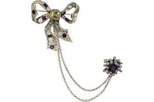 HSQYJ Crystal Geometry Flower Crown Gold Lapel Pin for Men Collar Pins Rhinestone With Hanging Chain Brooch for Men Suit Fashion Suit Accessories for Men Women