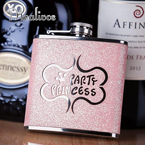 Sugar home 6 oz party princess gliter leather wrapped Food Grade Stainless Steel Hip Flask