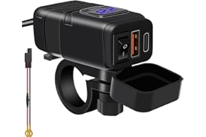 BlueFire Motorcycle USB Charger, Quick Charge 3.0 & PD USB C Dual USB Motorcycle Phone Charger, SAE to USB Adapter Cable, Han