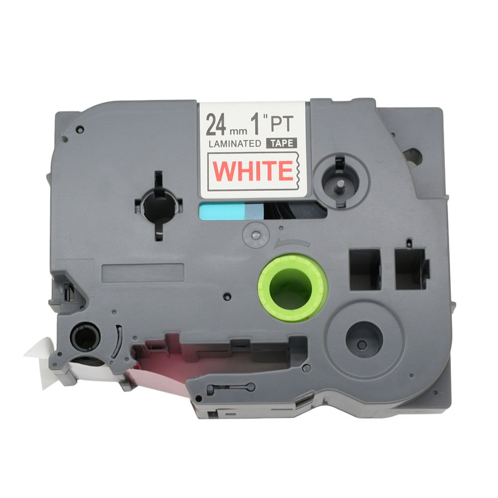 Fassport 1 Pack Red on White Label Tape Compatible for Brother P-Touch TZ 252 TZe 252 24mm 1"