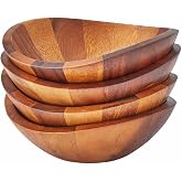 nambe Braid Salad Bowls | Set of 4 | Individual Vegetable Prep Bowls | Serve Condiments, Dip, Sauce, Nuts, Olive, Salsa | Made of Acacia Wood | Designed by Sean O&rsquo;Hara