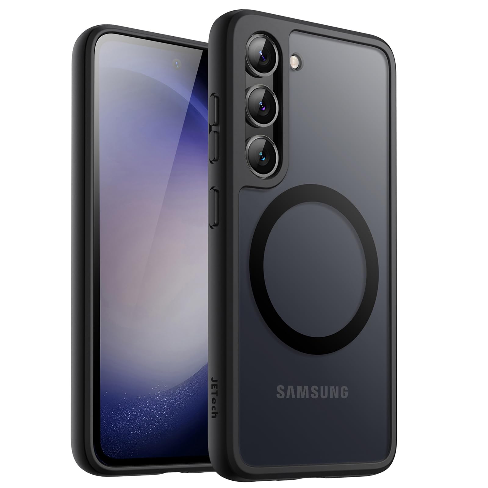 Photo 1 of JETech Magnetic Case for Samsung Galaxy S23 5G 6.1-Inch, Compatible with MagSafe, Translucent Matte Back Shockproof Phone Cover (Black)