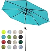Tempera 9 FT Patio Market Outdoor Table Umbrella with Auto Tilt and Crank, Large Sun Umbrella with Sturdy Pole & Fade Resista
