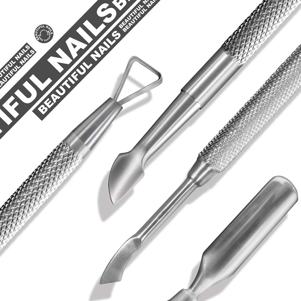 Nail Art Soak Off Gel Polish Cuticle Pusher Peeler Scraper Remover Tools with Unique Triangle Tip Design Stainless Steel by GADGETS ENTREPOT: Beauty