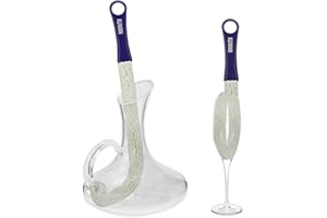 KUWAN Bottle Cleaning Brush Multi-Function Household Tools Flexible Bottle Scourer for Some Decanters, Goblets, Glasses, Cups (Long)