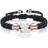 XOYOYZU Baseball Bracelets Gifts for Men Athletes Jersey Handmade Braided Adjustable Initial Letter Bracelets Personalized Gifts for Men