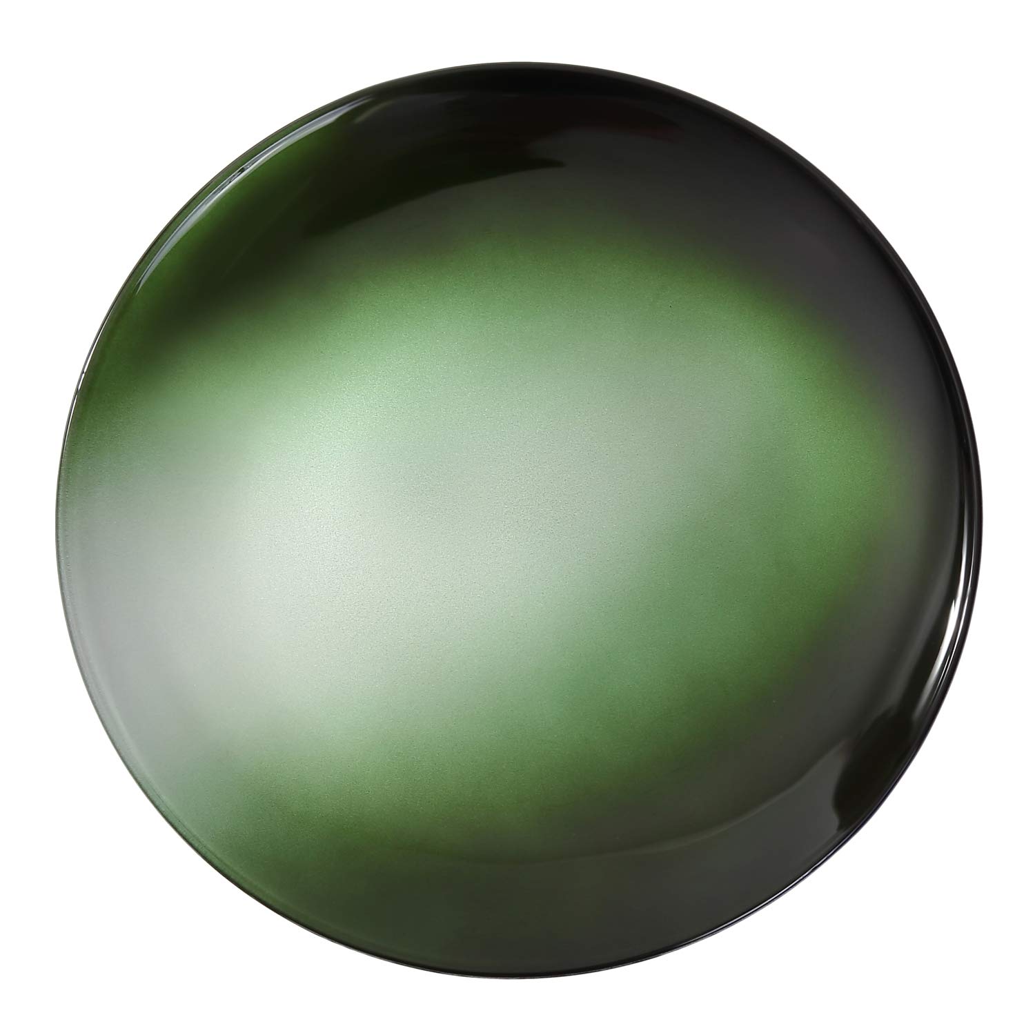 Syosaku Japanese Urushi Glass Flat Dinner Plate Φ11-inch Gradation Green, Dishwasher Safe