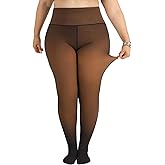 DancMolly Plus Size Fleece Lined Tights Women Skin Color Thermal Winter High Waist Leggings with Fuzzy Lining