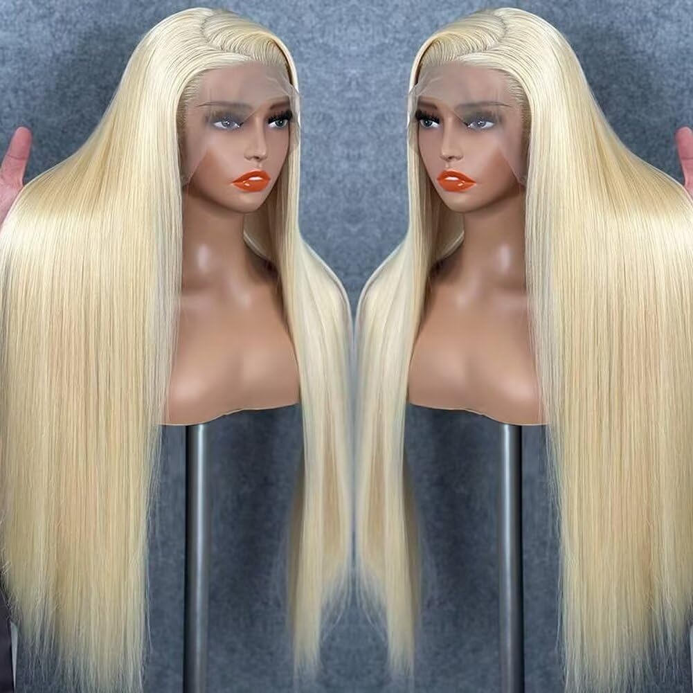 Tmbitto 613 Blonde Lace Front Wig Human Hair Pre Plucked with Baby Hair 13x4 Lace Front Wig For Women Honey Blonde 613 Human Hair Wigs 150% Density Transparent Lace Straight Human Hair Wig 28 Inch