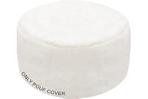 GLAXYFUR Unstuffed Ottoman Pouf Cover,Sherpa Fleece Faux Fur Foot Stool, 20x12 Inches Storage Solution, Floor Bean Bag (No Filler),Foot Rest for Living Room, Bedroom, Cover ONLY (Faux Fur, White)