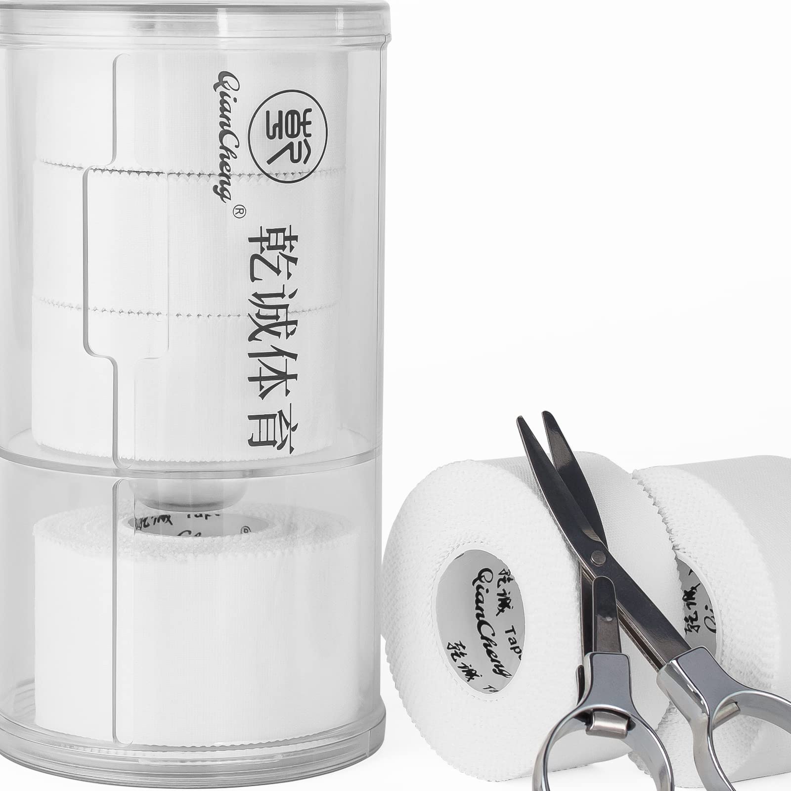 White Athletic Tape No Sticky Residue, 2.5 cm x 9.14 m+3.8 cm x 10 m Wrist & Finger Tape Boxing Tape, Sports Strapping Tape for Ankle, Knee - Climbing, BJJ, Jiu Jitsu, Blister Prevention