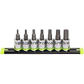GRIPEDGE HEX Bit Socket Set | 7-PC - 3/8'' Drive Short SAE RPT Hex Driver Set | Sizes 1/8'' - 3/8'' | Made With S2 Steel | Includes Premium Aluminum Storage Rail |
