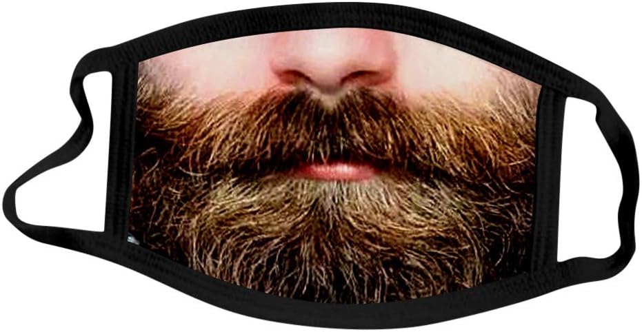 Flamedre Funny Mouth Maskings Unsex for Dust Protection,Cove-r Clothes Moustache printed Anti Face Mas.k Washable with Soft Earloop Ma.sk Cotton for Party (B)