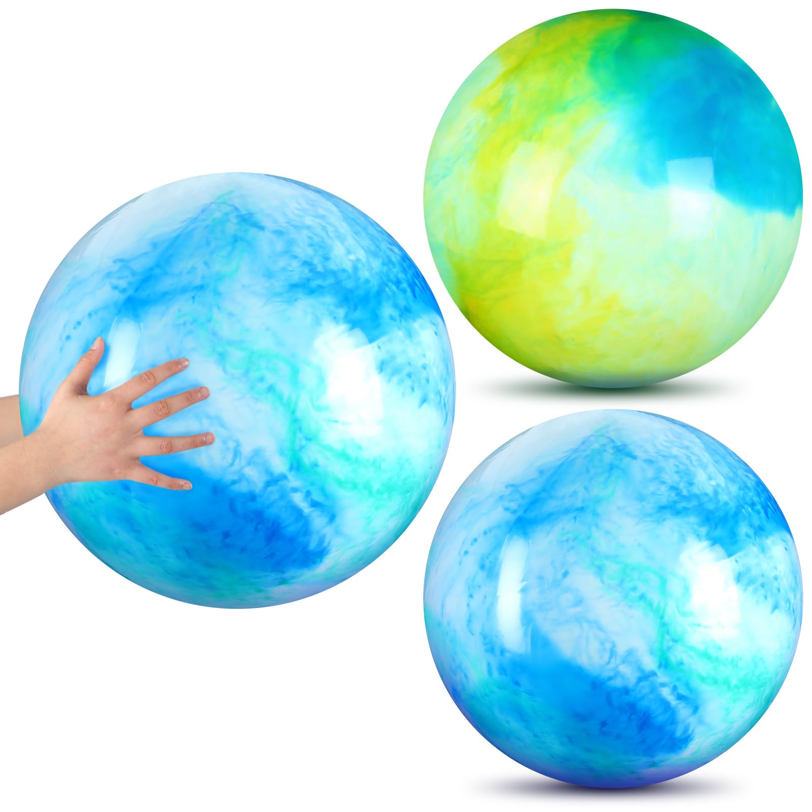 Photo 1 of Deekin 2 Pcs 15 Inch 18 Inch Marbleized Bouncy Balls Large Hedstrom Ball Inflatable Rubber Playground Sensory Toys for Outdoor School Water(18 Inches,Blue and Green)