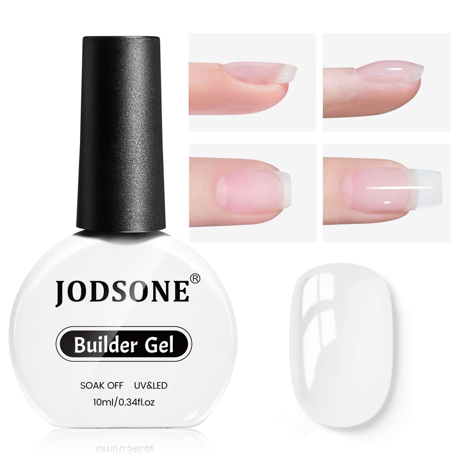 JODSONE All in One Fast & Easy Clear Builder Gel 10ml – Builder Gel for Nails, Nail Strengthener and Extender for Long, Strong Nails & Nail Extensions, Requires Curing Under LED UV Nail Lamp