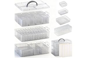 OctBird Beads Organizer Box, 56PCS Clear Plastic Beads Storage Containers, 3-Tier Stackable Plastic Craft Organizer Box for J
