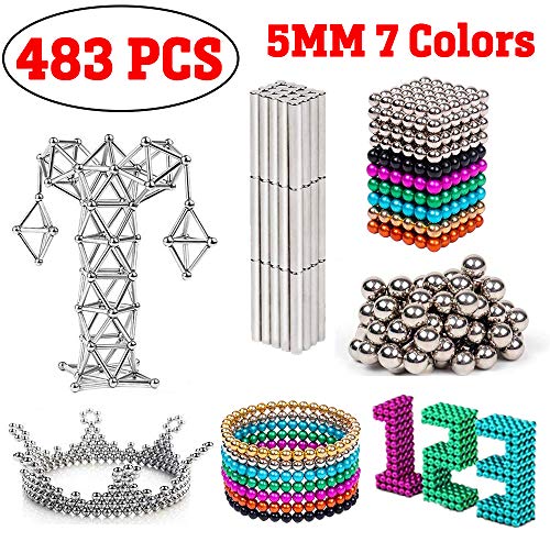 Magnetic Beads Magnetic Building Blocks 483PCS(7 Colors) Magnets Sculpture Building Blocks Toy for Kids for Intelligence Learning Development and Creative Educational Toy Office Toy & Stress Relief - Thumbnail 6