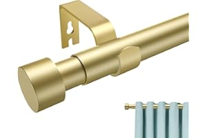 Curtain Rods for Windows 16 to 46 Inch, 1'' Diameter Adjustable Curtain Rod With Cylindrical End Cap (Gold, 40-116cm)