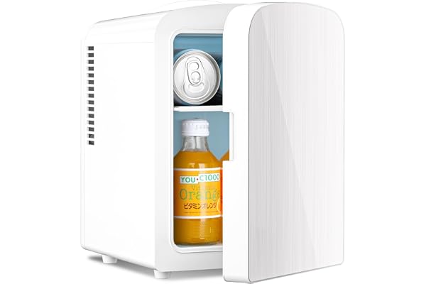 Antarctic Star Compact Refrigerator,Small Cooler for Cosmetics, Beverage and Food,Portable Mini Fridge,Skin Care 4L Capacity/6 Cans, Cooler and Warmer for Bedroom, Car, Office & Dorm,White
