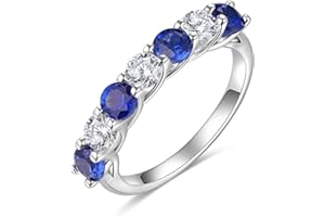 FWM D Color VVS1 Clarity Moissanite and Sapphire/Ruby/Emerald Rings for Women, Solid 925 Sterling Silver, Anniversary Birthday Mothers Day Jewelry Gift, Stackable Wedding Ring, Size 4-11