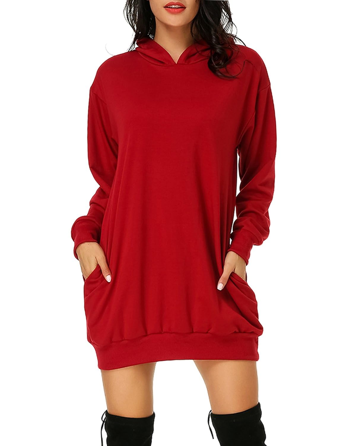 Auxo Womens Long Sleeve Hooded Pockets 