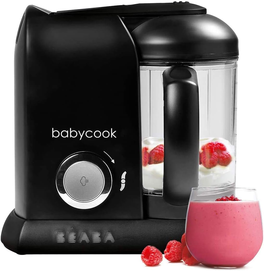 BEABA Babycook Solo - 4 in 1 Baby Food Maker: Processor, Blender, Cooker & Soft Steamer - Quick Food Diversification - Black Edition