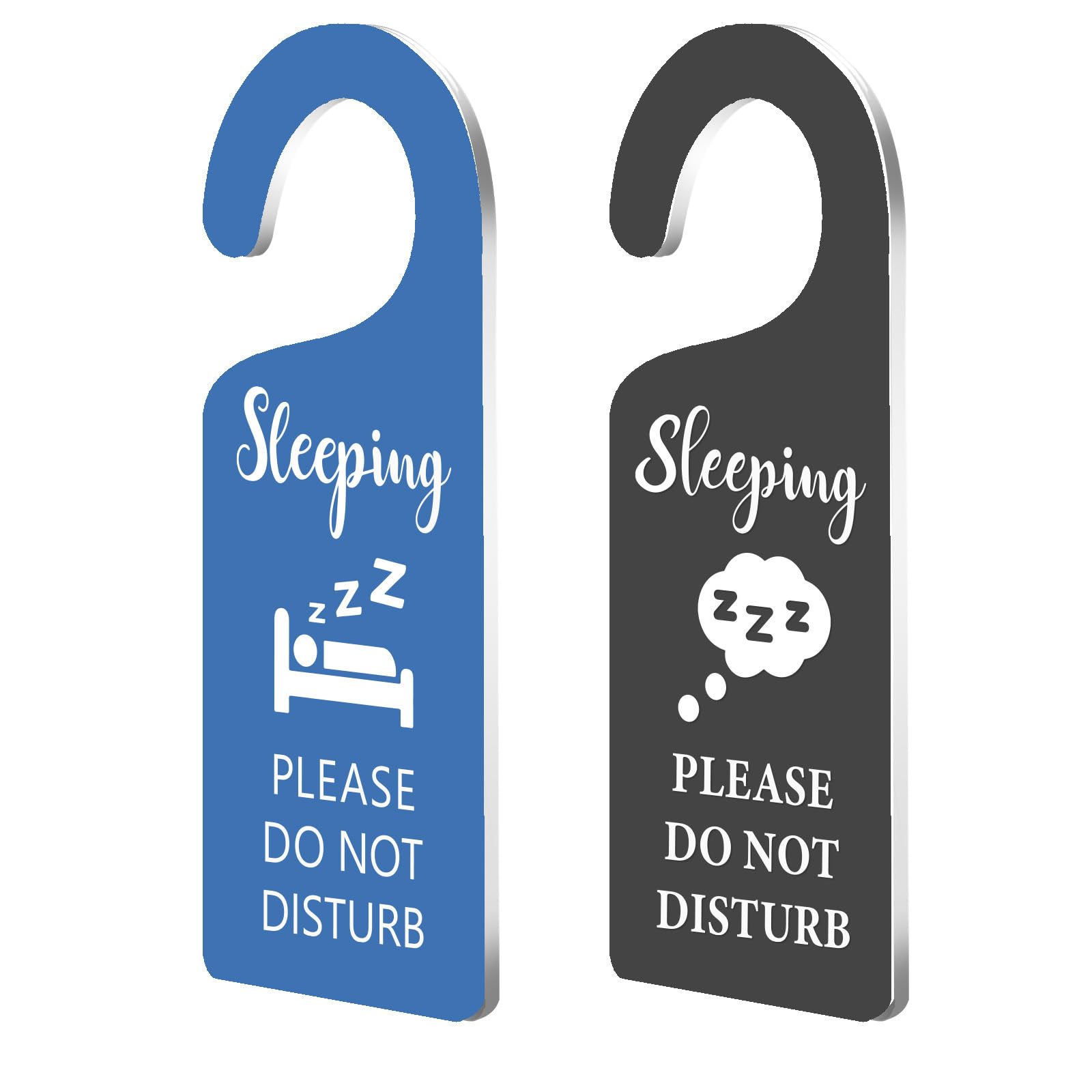 CHGCRAFT 2Pack Sleeping Do Not Disturb Door Sign Sleeping Sign for Door Engraved Acrylic Hanger for Home Bedroom Hotels Hospital