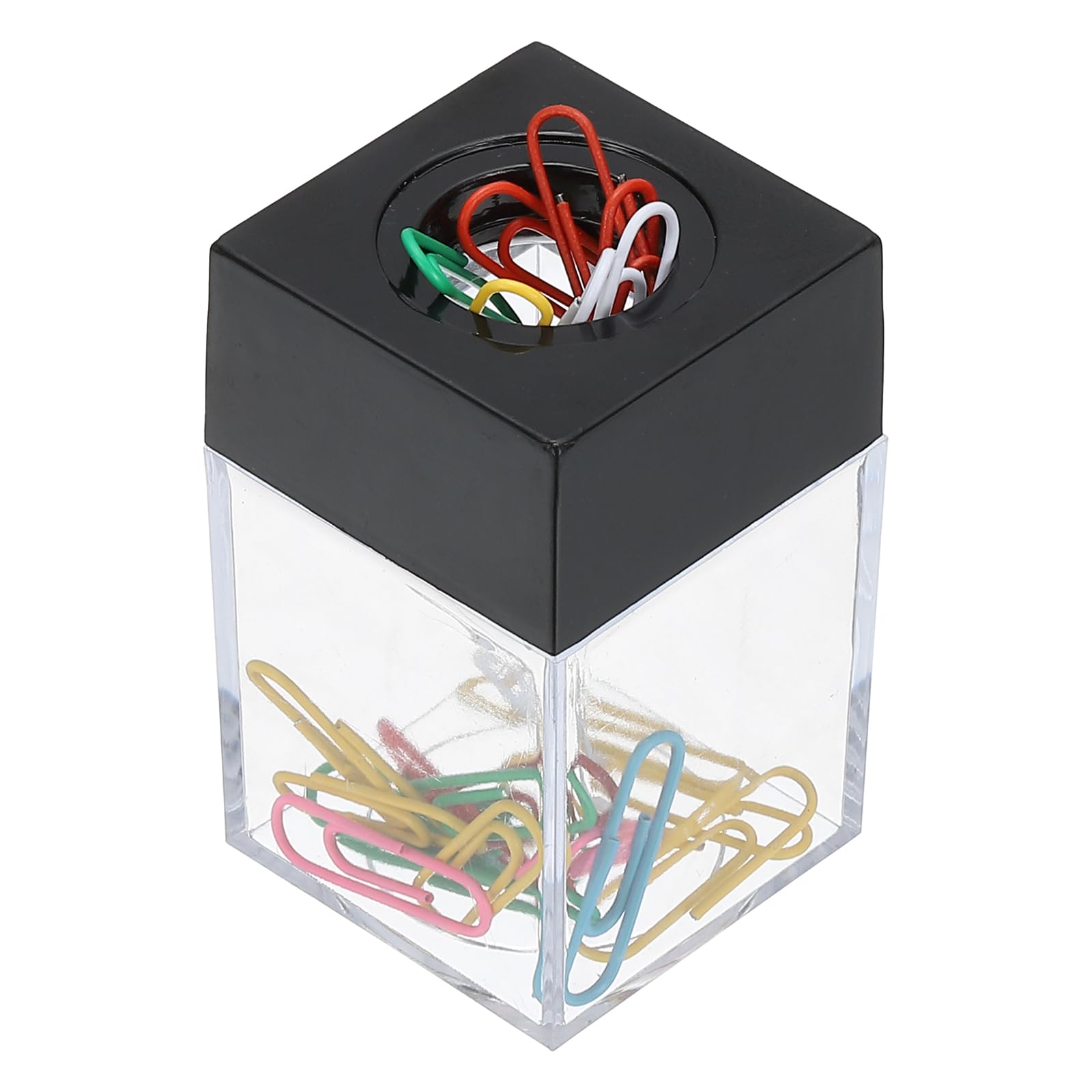 PATIKIL Magnetic Paper Clip Holder Dispenser, Large Capacity Paper Clip Organizers with Magnetic Top for Desk Supplies, Office, Classroom, Home, Black