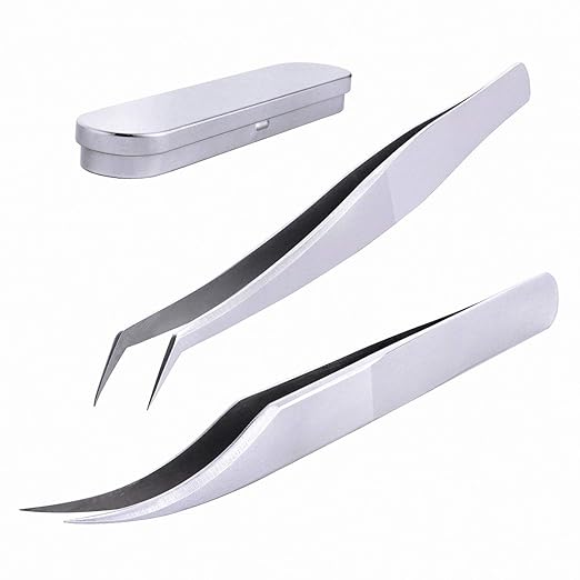 FAMILIFE Volume Lash Tweezers Set Eyelash Extension Curved Tweezers for