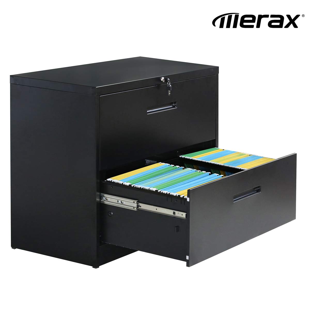 Office Products Lateral File Cabinets File Cabinets Merax Lateral File Cabinet 2 Drawer Locking Filing Cabinet 3 Drawers Metal Organizer With Heavy Duty Hanging File Frame For Legal Business Files Office