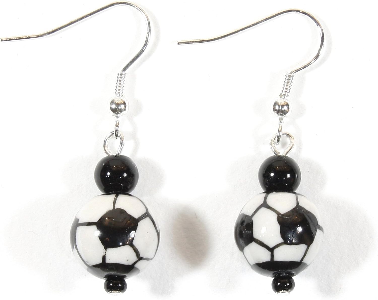 Soccer Lover, Ceramic Soccer Ball Earrings, Dangle 1.5