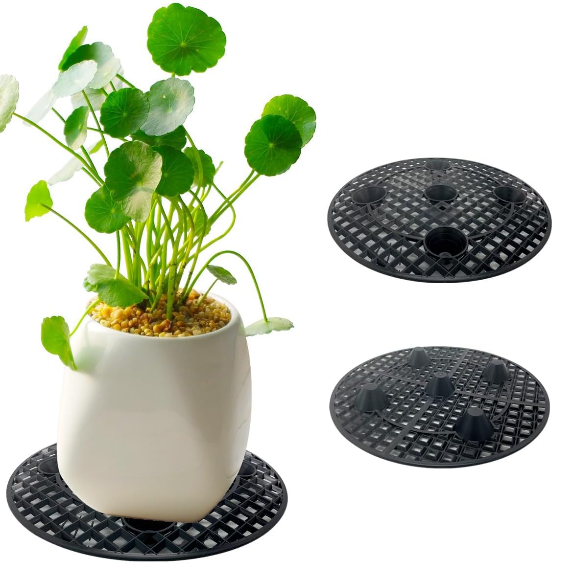 Zeromall Plant Risers for Pots Indoor, Plant Stands, Pack Plant Elevator for Prevent Rot and Damage on Patio Deck, 11.8 inch Big Heavy Duty Plastic Plant Stands (2Pcs)