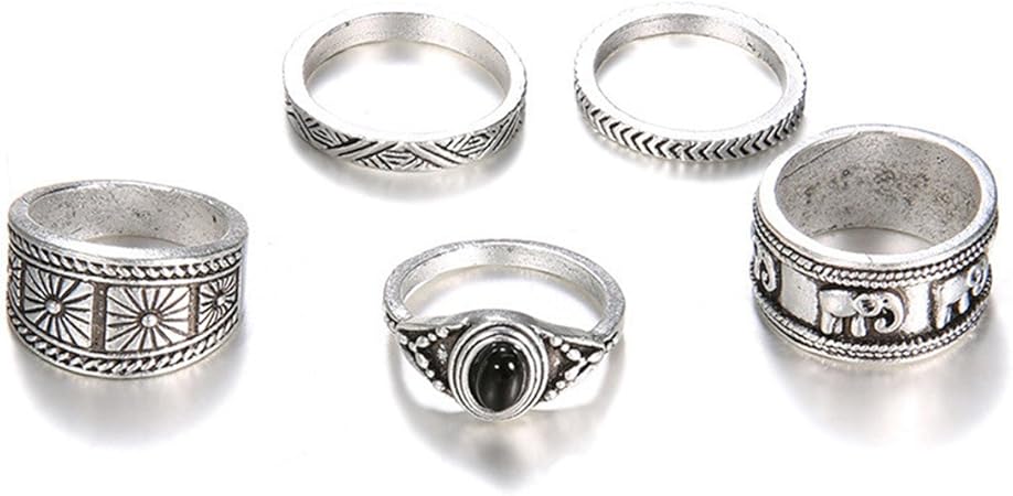 Lgjjj 5 Stucke Ring Set Bohmischen Totem Ring Trendy Personlichkeit Joint Ring Zeigefinger Ring Geometrische Ring Zubehor Amazon De Kuche Haushalt
