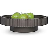 JUPTR 12” Fluted Concrete Fruit Bowl – Heavyweight Pedestal Decorative Bowl for Table Centerpiece, Entryway Catch-All & Modern Home Décor (Charcoal)