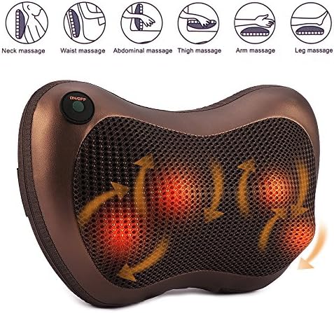 Rxlife Shiatsu Neck Shoulder Back Massager Pillow with Heat Kneading Roller Heating Massager For Home Car Office Relax Portable