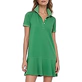 Ladyful Women's Polo Dress Short Sleeve Ruffle Hem Flowy Summer Golf Tennis Athletic Mini Dress
